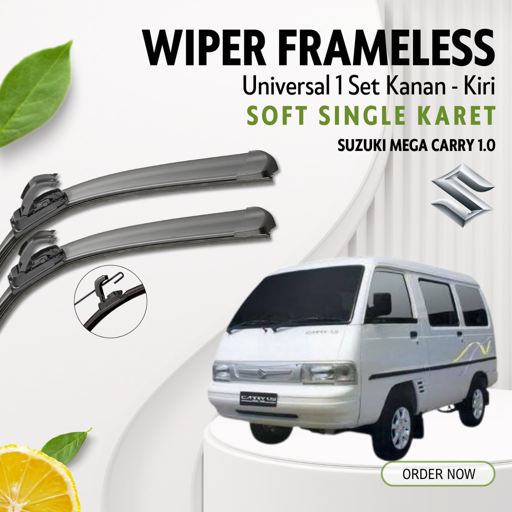 Wiper Mobil Frameless Mega Carry 1.0  Premium Satu Pasang Kiri Kanan GEDE WIPER