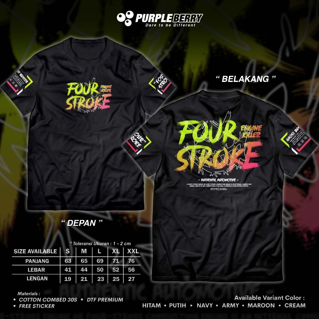 Kaos Racing 4 Stroke Engine Killer Four Stroke -Tshirt Motor Herex 4 Tak 4Stroke Baju Distro Otomoti