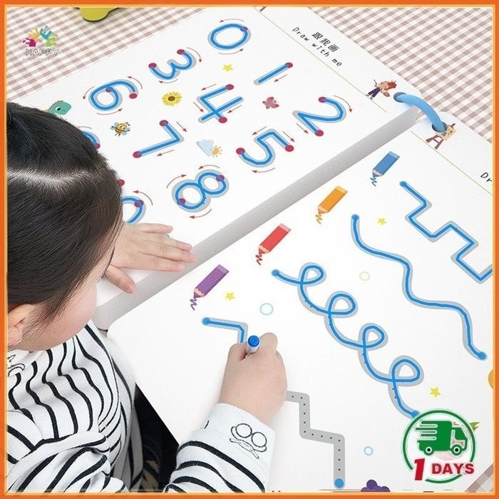 

（ ）48 Page Buku Kerja Penelusuran Ajaib Anak dengan Kontrol Pena yang Dapat Dihapus Mainan Edukasi Menggambar Latihan - 64 Page + 8pen