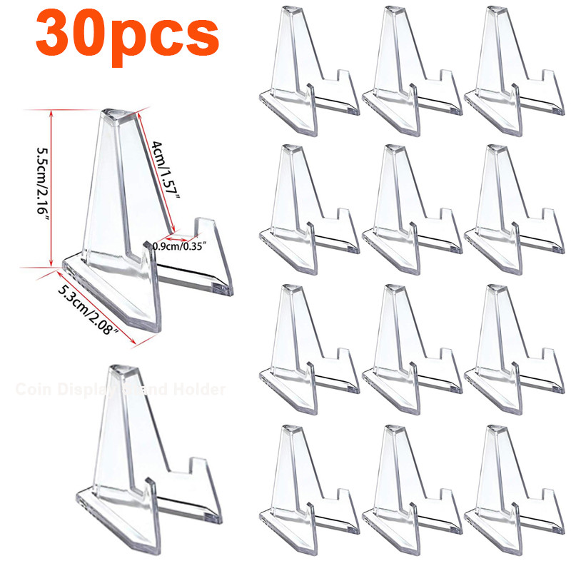 

10/30pcs Clear Acrylic Coin Display Stand Holder Small Easel Rack Card Commemorative Challenge Coin Capsule Support Rack