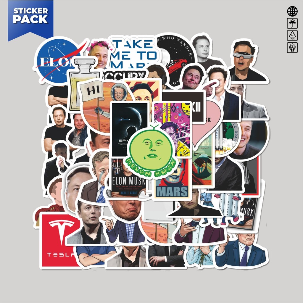 

[100PCS]Stiker Pack Stiker Elon Musk Stickers Aesthetic Vinyl Anti Air Dekorasi Sticker Laptop Buku Journal Koper Helm Casing HP Gitar Helm Skateboard