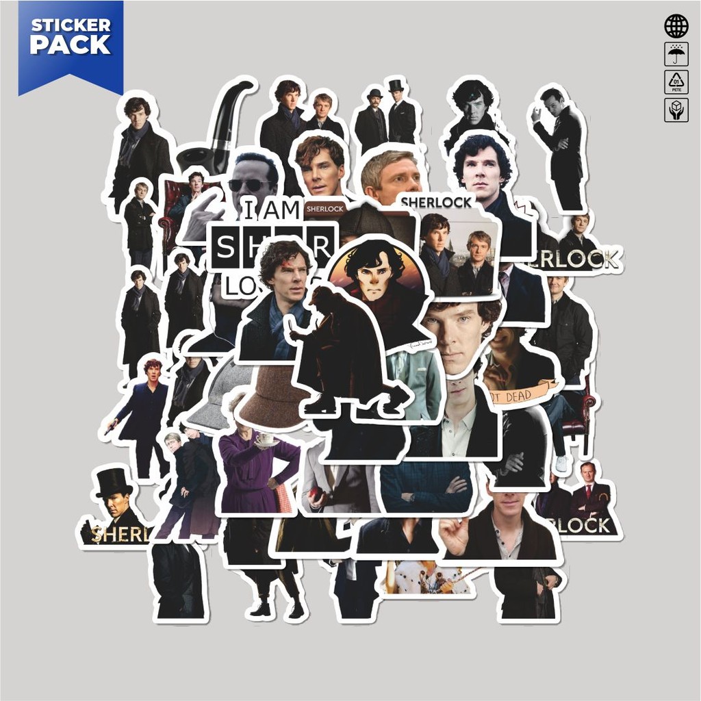 

[100PCS]Stiker Pack Stiker Sherlock Series Aesthetic Vinyl Anti Air Dekorasi Sticker Laptop Buku Journal Koper Helm Casing HP Gitar Helm Skateboard