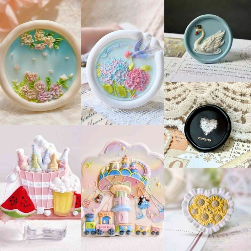 

New Lacquer Seal Summer Amusement Park Alien Relief Seal Head Encounter Swan Invitation Envelope Seal Copper Head Stamp Toy