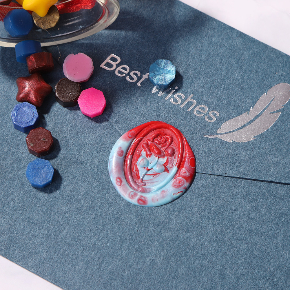 

Oval Rose Wax Seal Stamp with Handle Retro Lacquer Seal Metal Head for Wedding Party Birthday Invitation