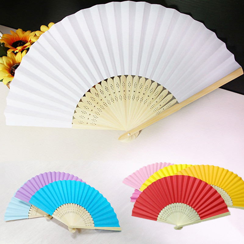 

Hand Held Fan Blank White DIY Paper Bamboo Folding Fans for Practice Calligraphy Painting Fans For Wedding Party Decor Wed Gifts