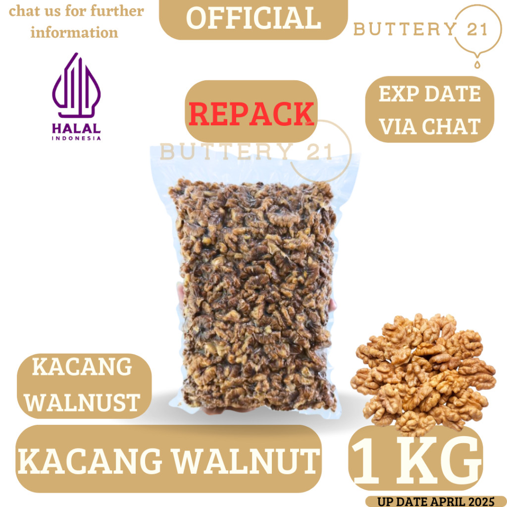 

REPACK 1KG KACANG WALLNUT/KACANG WALNUT/KACANG KAMILING/KACANG OTAK/KACANG WALNUTS