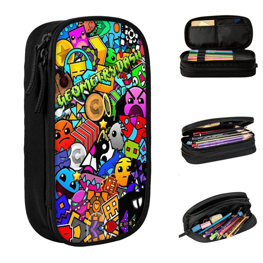 

Geometry Dash Video Game Pencil Case Geometric Dash Pencil Box Pen Box for Girls Boys Big Bag Students School Gifts Stationery
