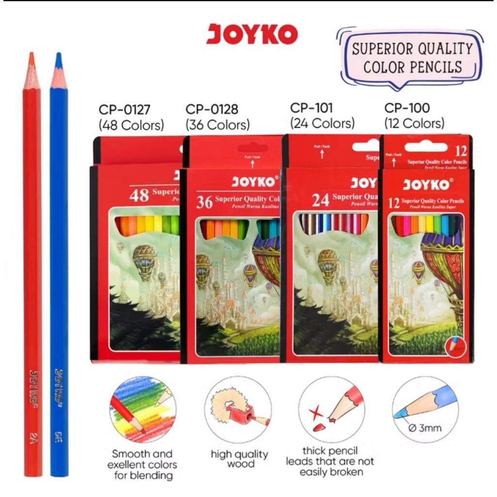 

(RO) Joyko Pensil Warna 12 Warna CP-100 Superior Quality Color Pencils Hexagonal Grip PB