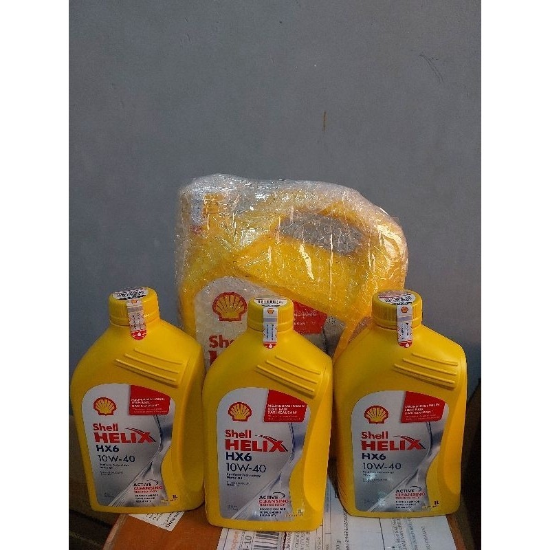 Paket 7 liter Oli Shell HX6 SAE 10W40 API SN PLUS ORIGINAL BARCODE TEMBUS, JAMINAN ORI, GAK ORI UANG