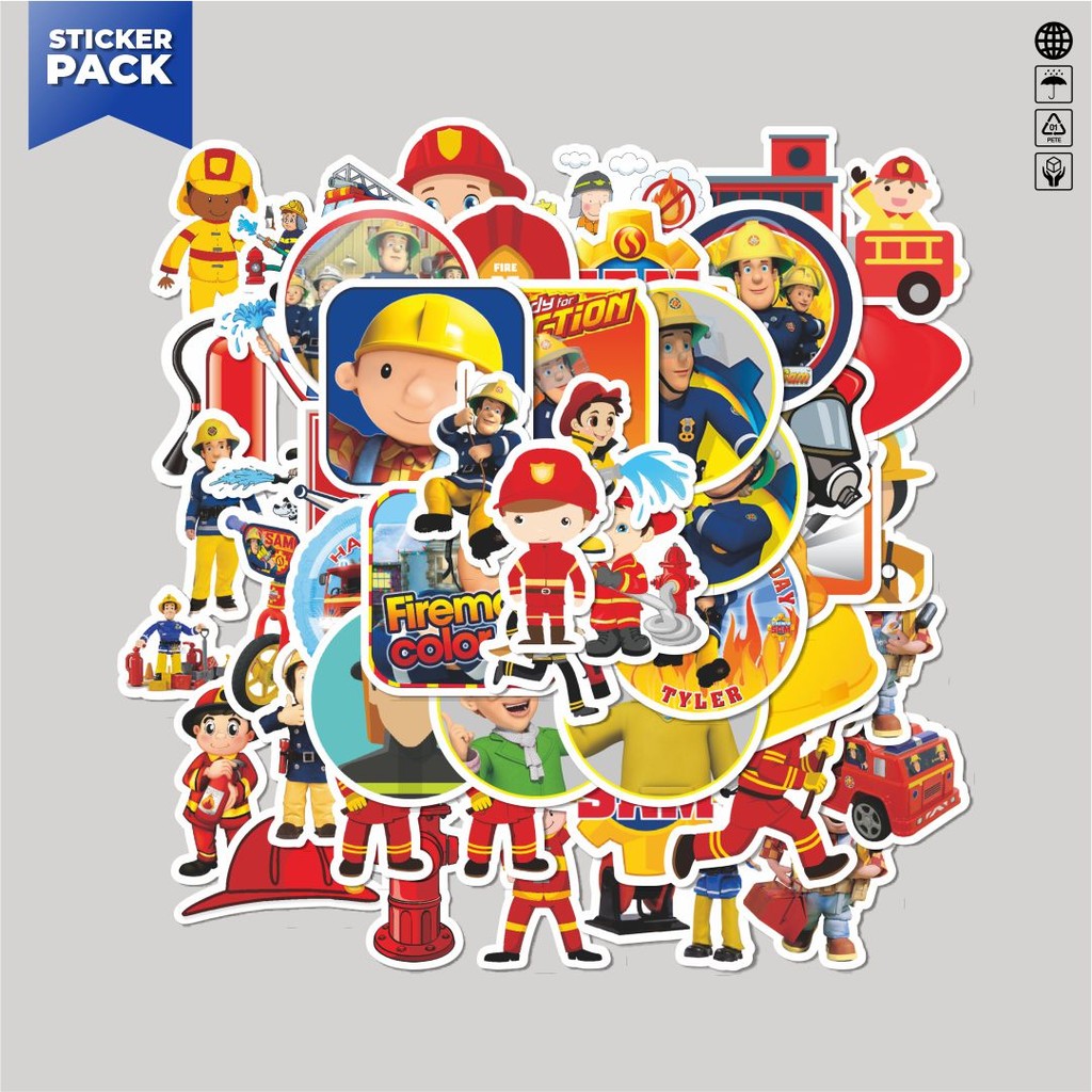 

[100PCS]Stiker Pack Stiker Fireman Sam Series [Seri Pemadam Kebakaran] Aesthetic Vinyl Anti Air Dekorasi Sticker Laptop Buku Journal Koper Helm Casing HP Gitar Helm Skateboard