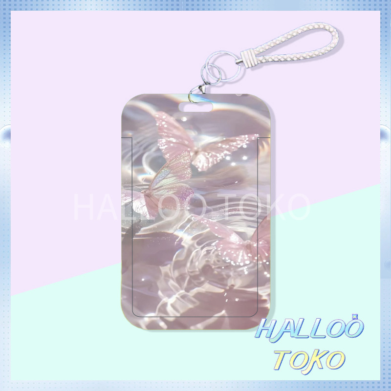 

ID CARD HOLDER MOTIF KAWAII TEMPAT KARTU PHOTOCARD PHOTO CARD Pelindung + Kupu-kupu Penarik Emas