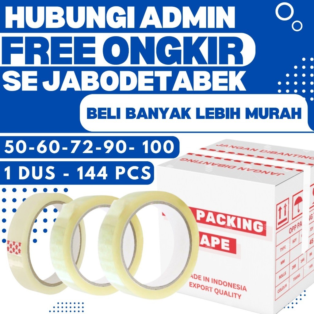 

New 1 DUS 144 PCS Lakban 24mm 90 100 YARD Bening Isolasi 1 Inch 50 60 72 Yard Bening OPP Plakban TapePremium