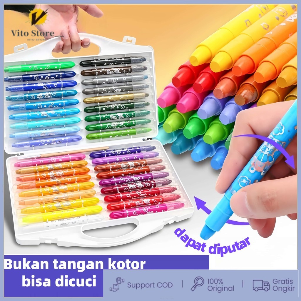 

New Grasp Crayon Set 48 Warna Mata Sedang Silky Crayon Water Soluble Crayons Krayon Licin GraspPremium