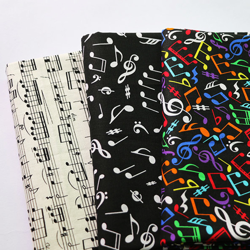 

100cm*110cm Music Note Print Cotton Cloth Craft Diy Zakka Cotton Material Fabric Poplin