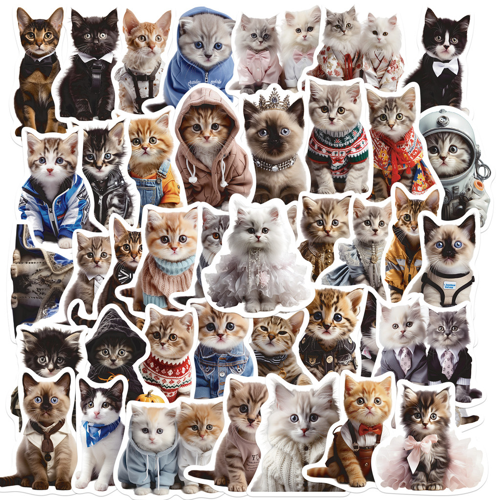 

50PCS Cute Cat Animals Kawaii DIY Stickers For Waterproof Skateboard Laptop Phone Diary Car Vinyl PVC Decoration Stickers