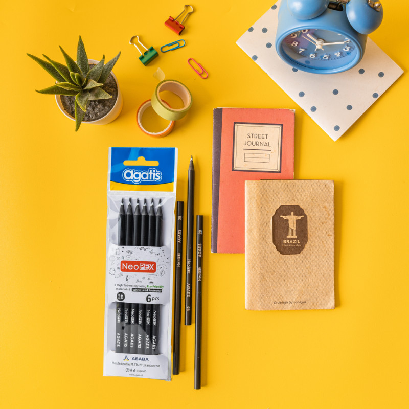 

Agatis | Pensil Kayu (Graphite Pencil) Neopex Black Isi 6 pcs | 2B
