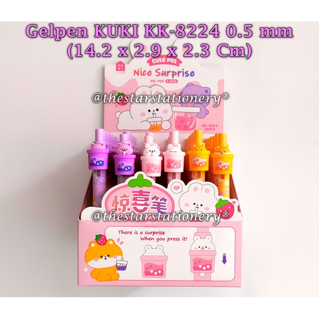 

(1 Pak Isi 36 Pcs) GROSIR Bolpen KUKI KK-8224 Nice Surprise 0.5mm Gel Pen Black (1 Pak Isi 36 Pcs)