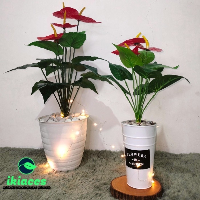 BUNGA POT HIAS JUMBO BUNGA ANTHURIUM BUNGA JUMBO ANTHURIUM BUNGA ARTIFISIAL BUNGA PLASTIK TANAMAN HI