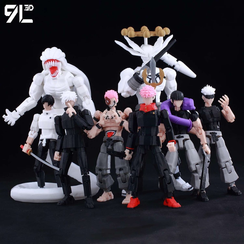 

9L3D Printed Anime Jujutsu Kaisen Sukuna Yuji Yuta Satoru Gojo Lucky Dummy 13 Movable Shapeshift Action Figures Mannequin Toys