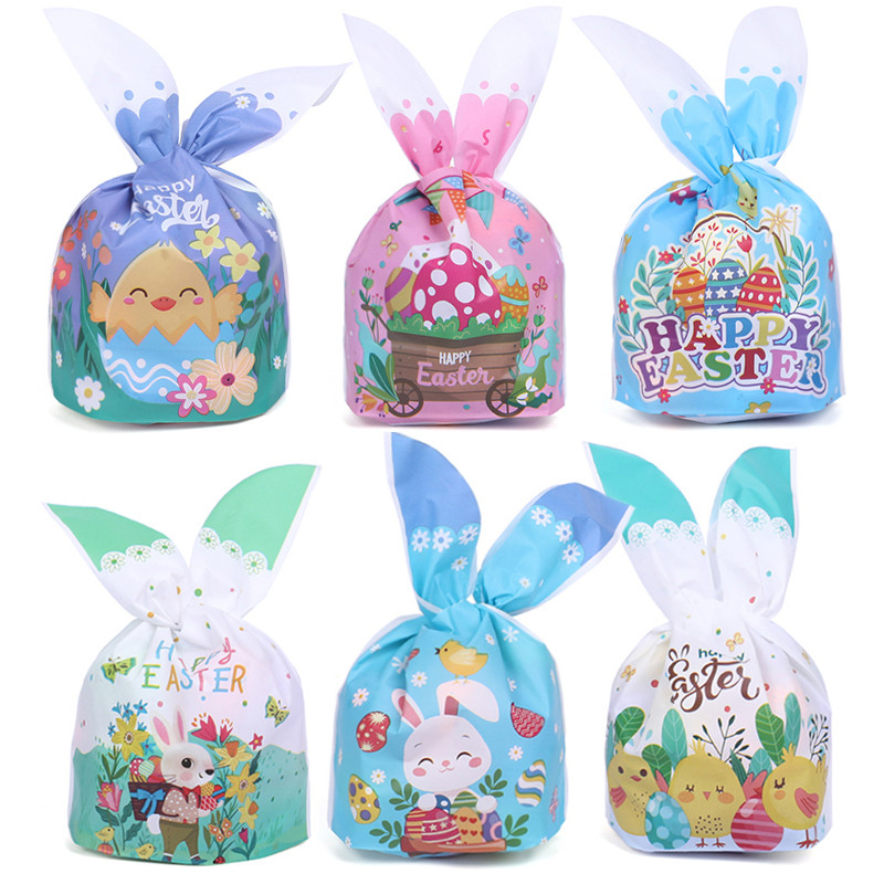 

25/50pcs Easter Rabbit Ear Candy Cookies Bag Cute Bunny Eggs Gift Packaging Bag Kids Easter Birthday Party Favors Decor Supplies
