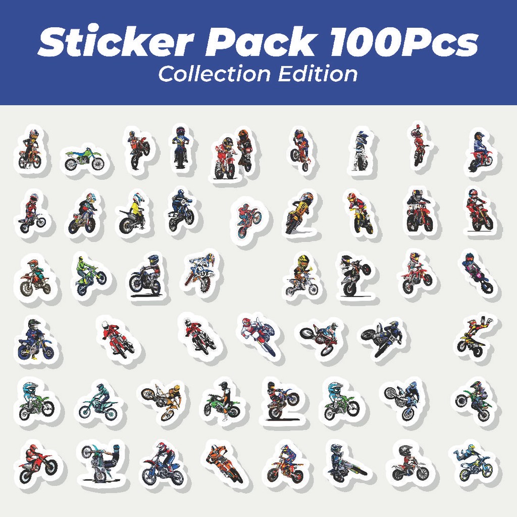 

Hot Stiker Moto Cross 2 Lucu Anti Air Stikers Berperekat Waterproof Sticker Decal Buat Motor Helm Buku Journal Koper Casing HP Laptop Botol Minum