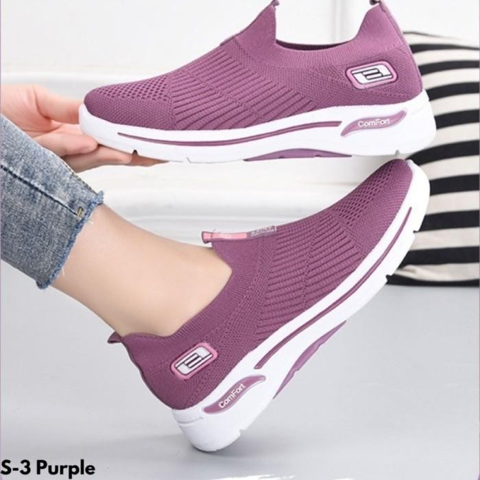 Sepatu Wanita Sneaker Korea style casual bahan rajut