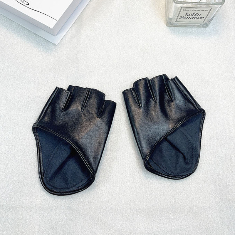 Sarung Tangan Latex Setengah Jari Half Finger Gloves Fashion Sarung Tangan Kulit Hitam Sarung Tangan