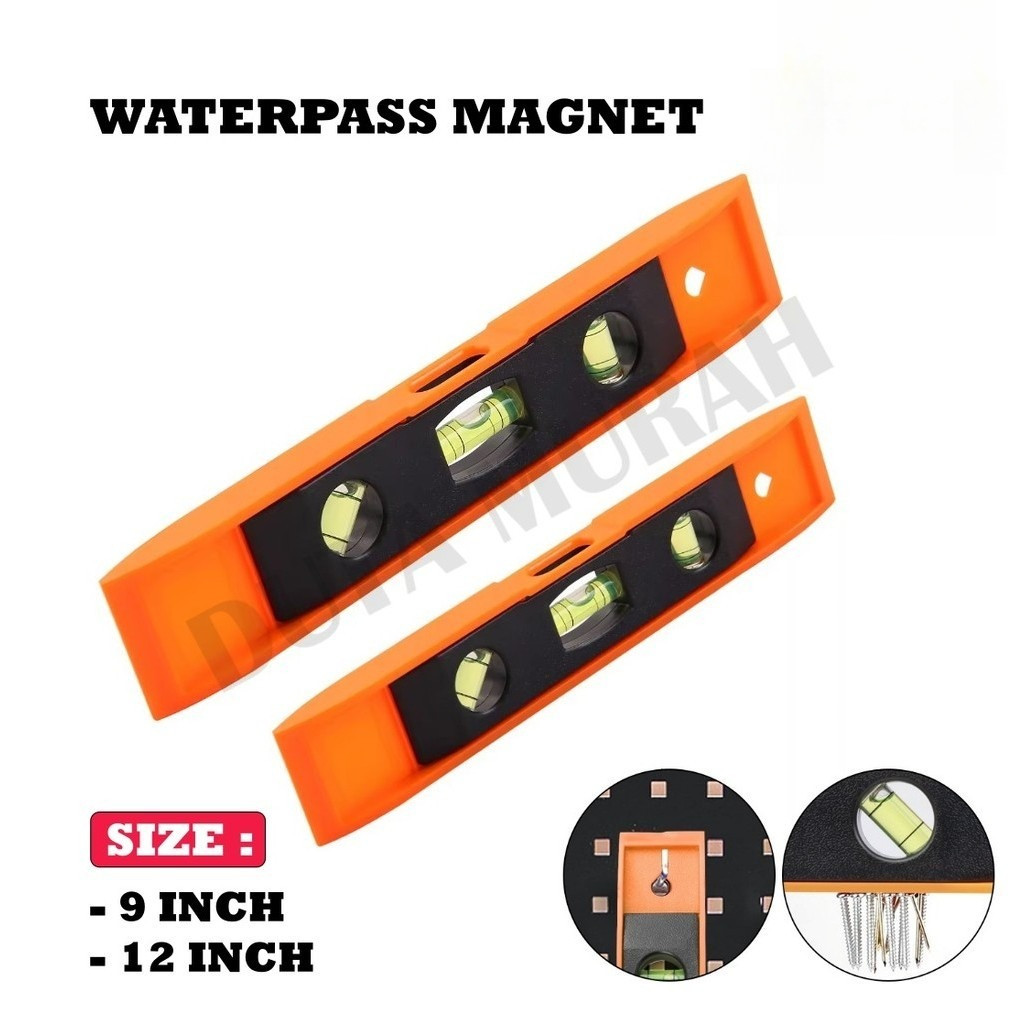 Waterpass Magnet Mini Waterpas Magnet 9” dan 12'' WATERPASS WITH MAGNET Waterpass Magnet Aluminium