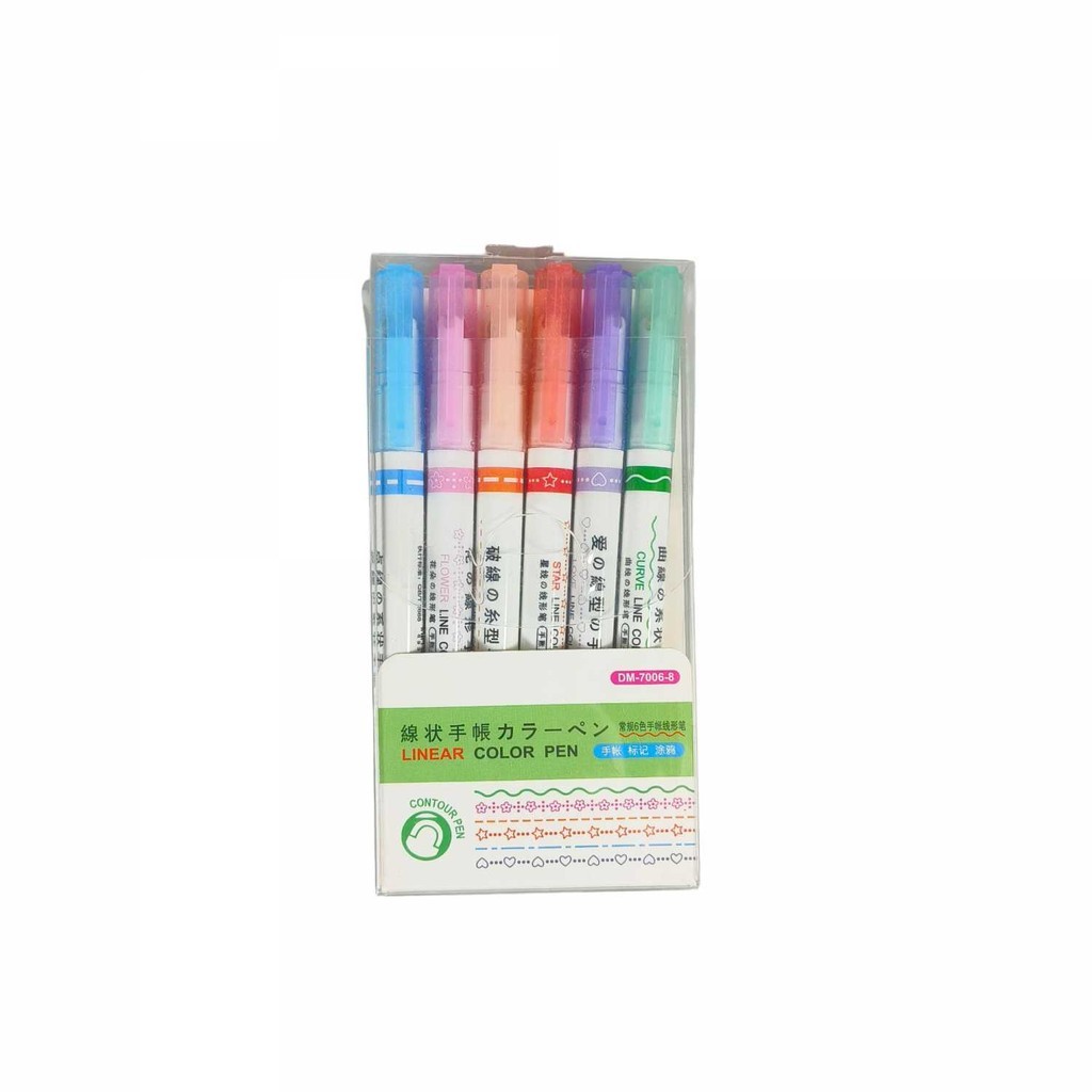 

EZShopping Xuanxuan Pena Spidol Renda Flower Line Shape Highlighter Pen 6PCS - DM-7006-8