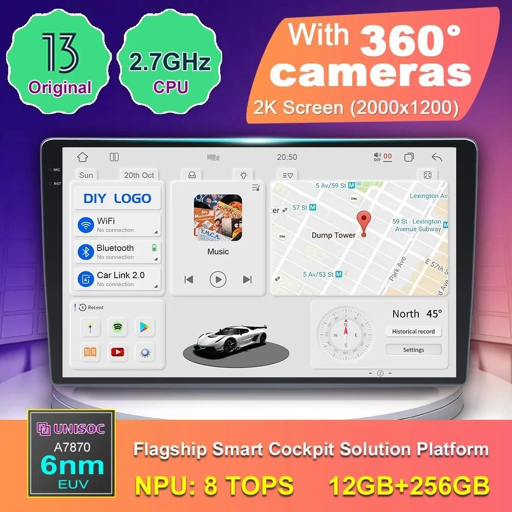 A7870 Android Auto 9 10 inch 2K Screen With 360 Cameras Wireless CarPlay 12 256 Android 13 Car Multi