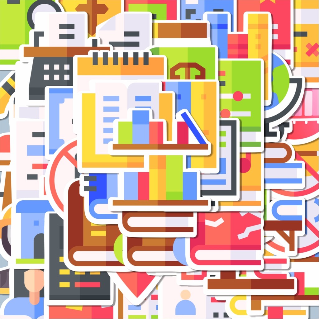 

100PCS Lucu Stiker Library Icon Pack Series [Seri Paket Ikon Perpustakaan] Stiker Aesthetic Stiker Anti Air Stikers Berperekat Waterproof sticker decal buat Motor Helm Buku Journal Koper Casing HP Laptop Botol Minum Hadiah anak