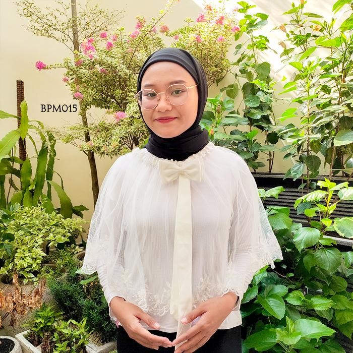 Set Bolero Lace Brukat Gaun Pesta Pengantin Wanita Putih BPM015