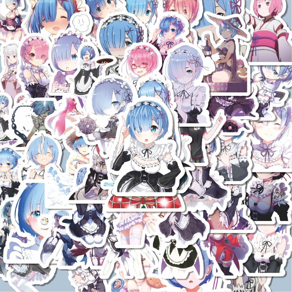 

100PCS Lucu Stiker ACGN BEAUTY GIRLS SERIES RE'ZERO RAM & REM Stiker Aesthetic Stiker Anti Air Stikers Berperekat Waterproof sticker decal buat Motor Helm Buku Journal Koper Casing HP Laptop Botol Minum Hadiah anak