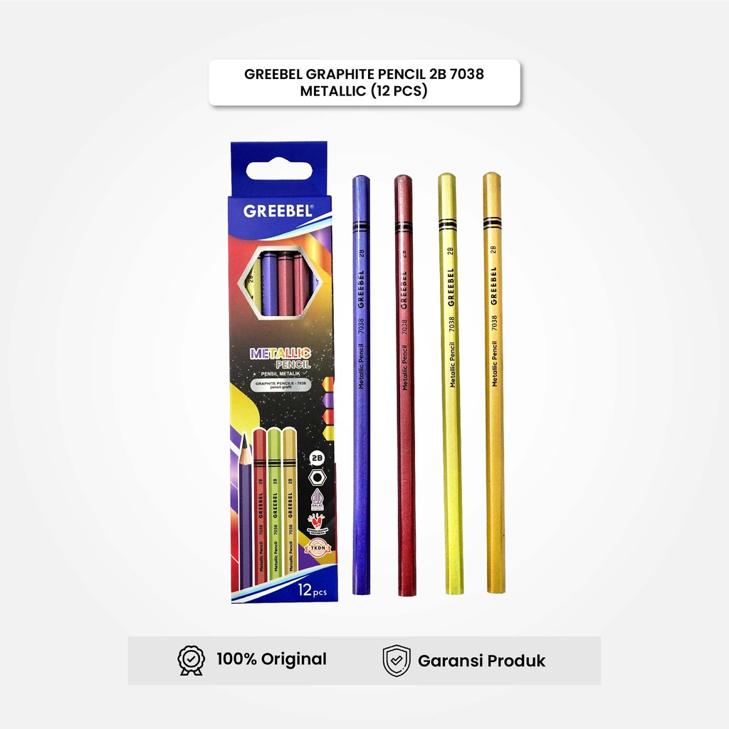 

GREEBEL Pensil kayu 2B 7038 Metallic (12PCS/SET) / Pensil Tulis Karakter Graphite Ujian sekolah Pensil Gambar