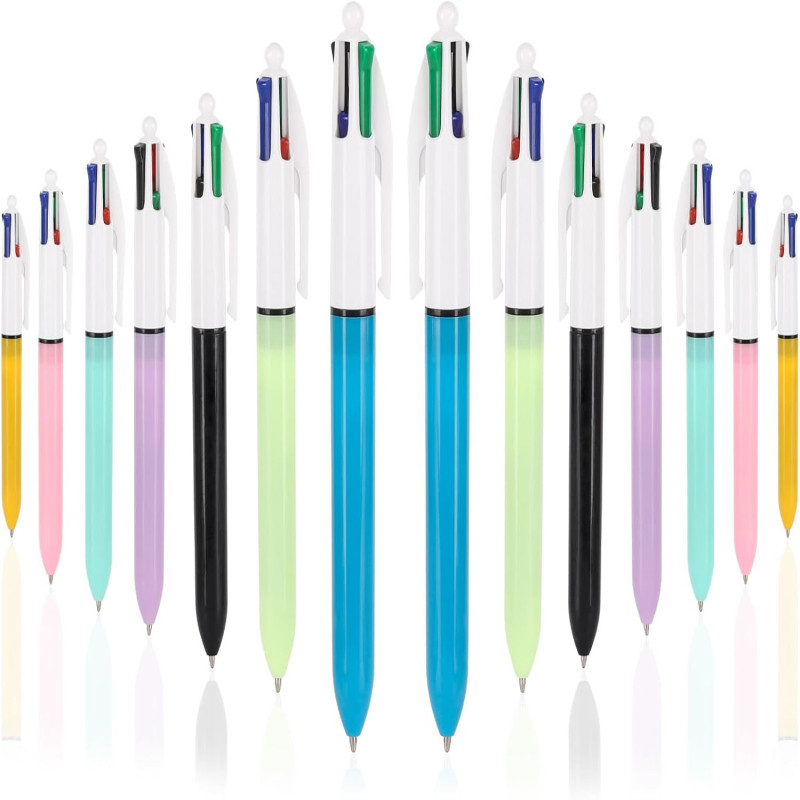 

20 Pcs 4-Color Ballpoint Pens, Medium Point 1.0mm Retractable Colored Pen, Nice Gift for Students Children, Office Stationery