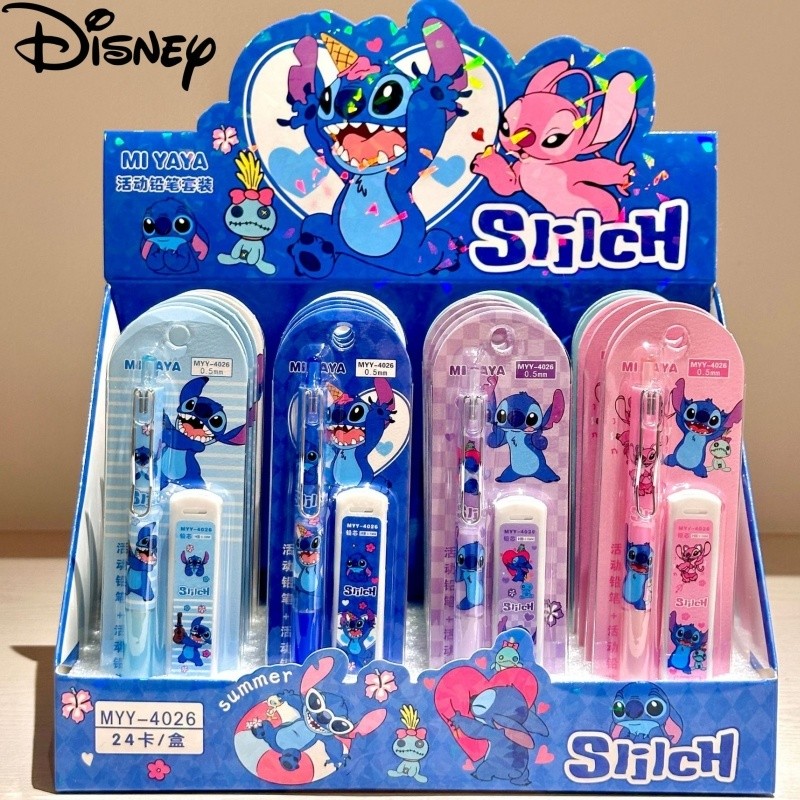 

6/24pcs Disney Stitch Mechanical Pencil Set Lilo & Stitch Stationery Refill Not Easy To Break Lead Automatic Pencil Wholesale
