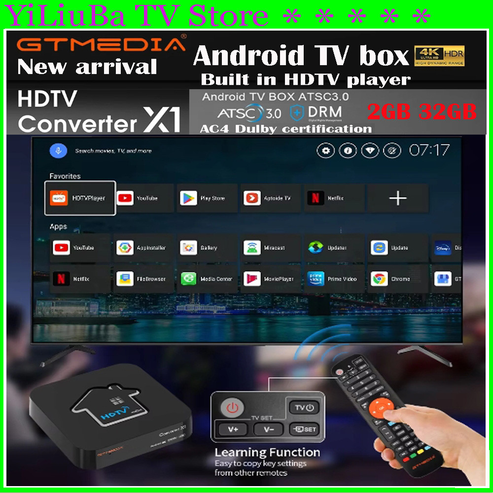 Genuine]2025 New GTMEDIA HDTV Converter X1 ATSC3.0 4K HD TV BOX ATSC Smart Decoder Built-in Wifi BT 