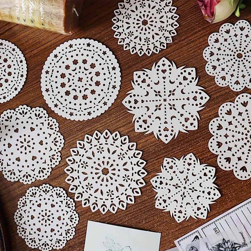 

10PCS Lace Material Paper Hollowed Flowers Decor Scrapbook Diary Album Hand Made Collage Background Paper