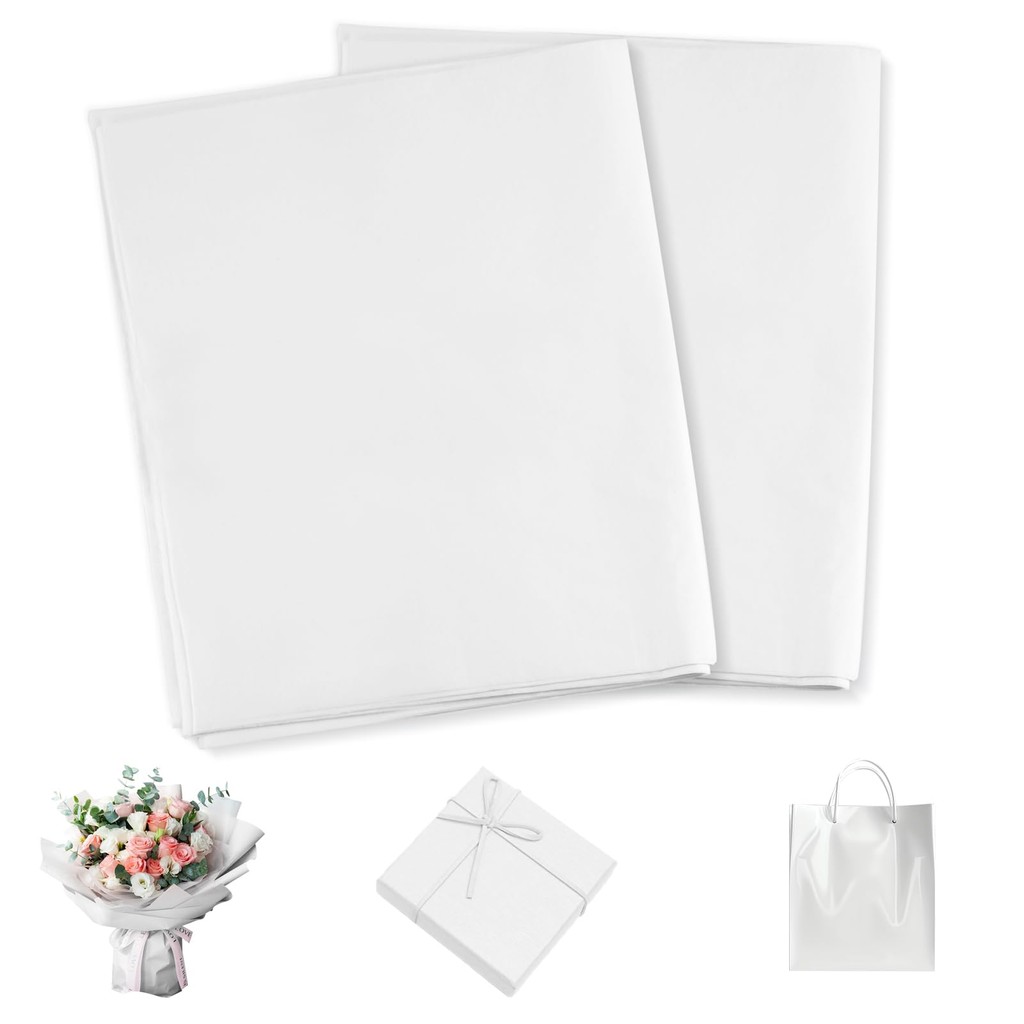 

120 Sheets White Tissue Paper (50x35cm) - For Gift Wrapping, Pompoms, Flowers & Crafts