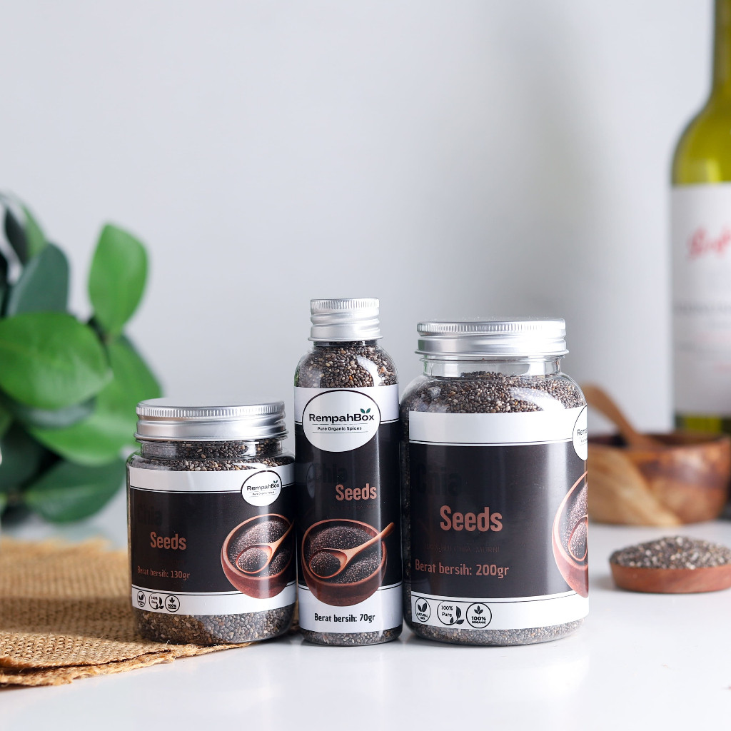 

Rempah Box Biji Chia Seeds Chia Seed Grade A Premium Quality Original 100% Murni non GMO Asli Hitam Organik