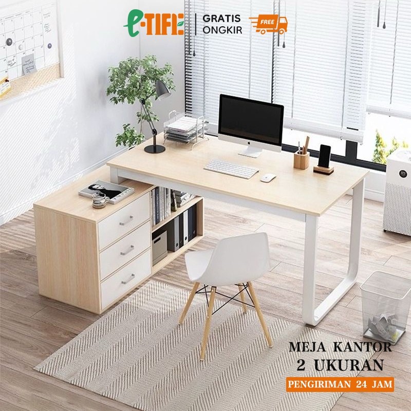 

E-TIFE Meja Kerja Sudut Meja Belajar Minimalis Meja Kantor Dengan Lemari Meja L