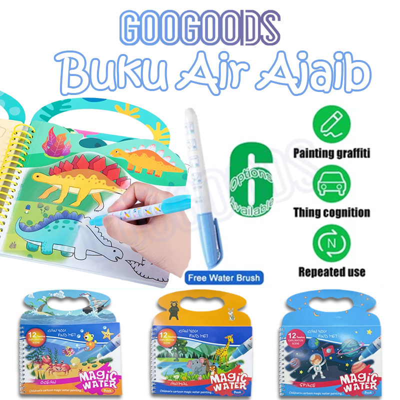 

GG Buku mewarnai ajaib magic water book Dapat digunakan kembali Buku Lukisan Air Ajaib mainan montessori