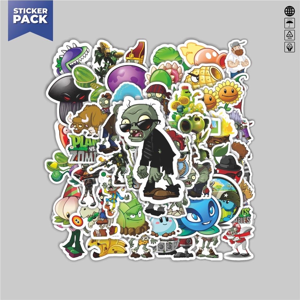 

[100PCS]Stiker Pack Stiker Game Series PLANT vs ZOMBIE Character Mix 7 Aesthetic Vinyl Anti Air Dekorasi Sticker Laptop Buku Journal Koper Helm Casing HP Gitar Helm Skateboard