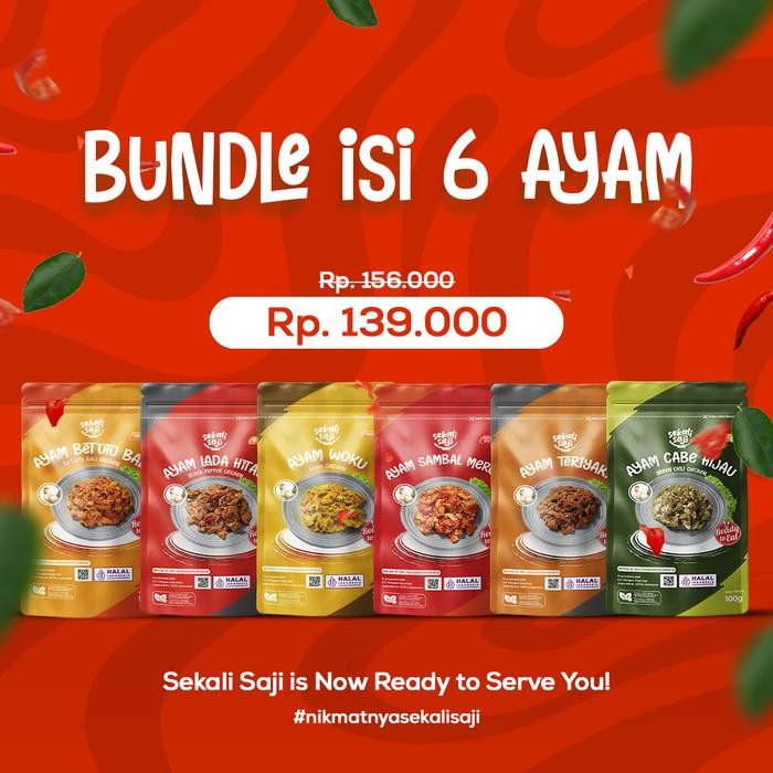 

[TERLARIS] Bundling Paket Ayam Isi 6 Lauk Instant 100gr Makanan Siap Saji Lauk Pauk Mateng Halal - Sekali Saji[TERLARIS ]