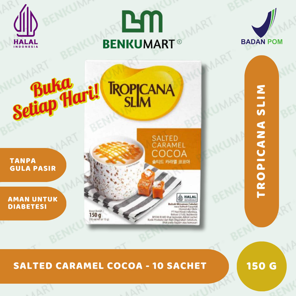 

Tropicana Slim Salted Caramel Cocoa 10 Sachet x 15 gr (150 gr)