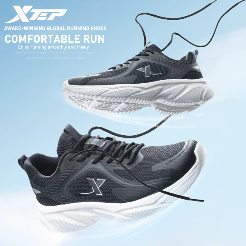 Xtep Running Shoes Men Breathable Mesh Comfortable Sport Shoes 2023 Summer Causal Shock Absorption M