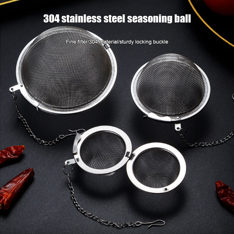 

Saringan Teh Stainless Steel 304 Bola Bahan Halogen Dapur Bola Bumbu Rempah untuk Panci Panas