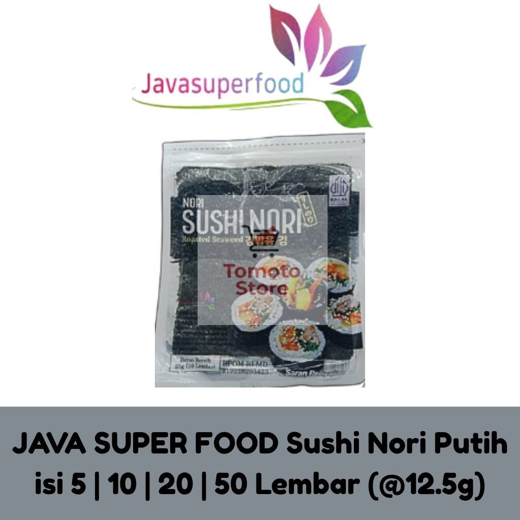 

✨ TOMOTOSTORE ✨ JAVA SUPER FOOD Sushi Nori Putih isi 5 | 10 | 20 | 50 Lembar (@12.5g)