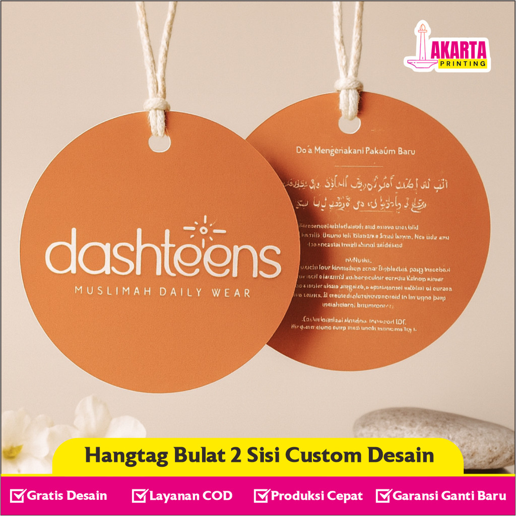 

Cetak Hangtag Baju 2 Sisi Bulat Custom Desain Cepat dan Murah Fashion dan Kaos Branding Merk