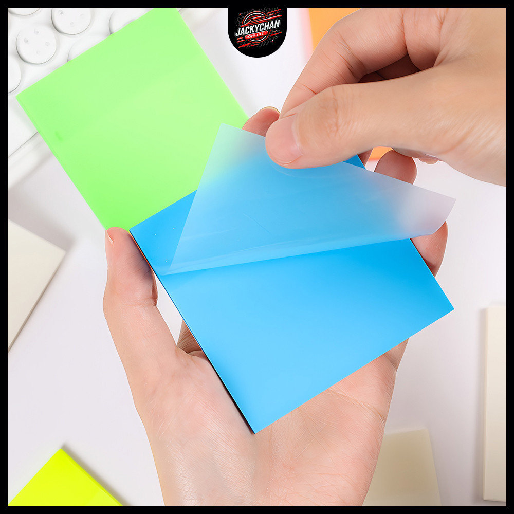 

JC 50 Lembar Sticky Notes Kertas Memo Paper Transparan Anti Air